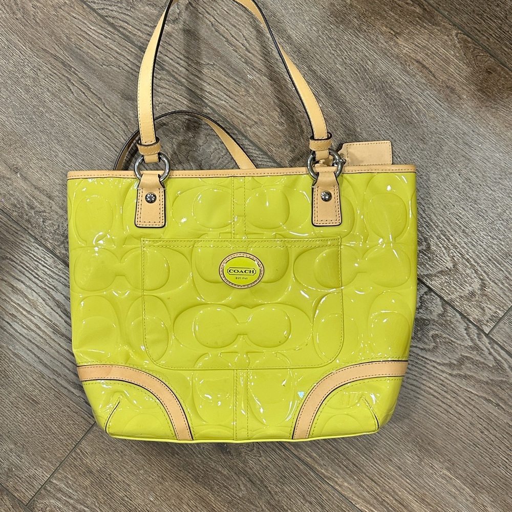 Coach yellow Patent Leather Tote